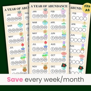 Monthly Savings Challenge, New Year Savings Tracker, Month Ahead Savings, 12 Months Savings Challenge, Annual Savings, Fits A6 Binder