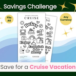 Cruise Savings Challenge A6 Cruise Vacation Cash Stuffing Vacation Budget Cash Stuffing For Your Holiday Travel Savings Fund