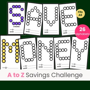 A bis Z Letters Spar-Challenge, Letter Bucks, Alphabets Spar-Challenge, Mini-Spar-Challenge, passend für A6 Sammelmappe