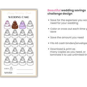 Beautiful wedding savings challenge for budgeting your dream wedding cost. Fits A6 cash binders and envelopes.