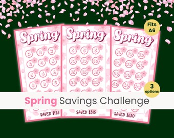 Spring Savings Challenge, Cherry Blossoms Savings, Sakura Savings, Sweet Pink Savings, Mini Savings Challenge, Fits A6 Binder