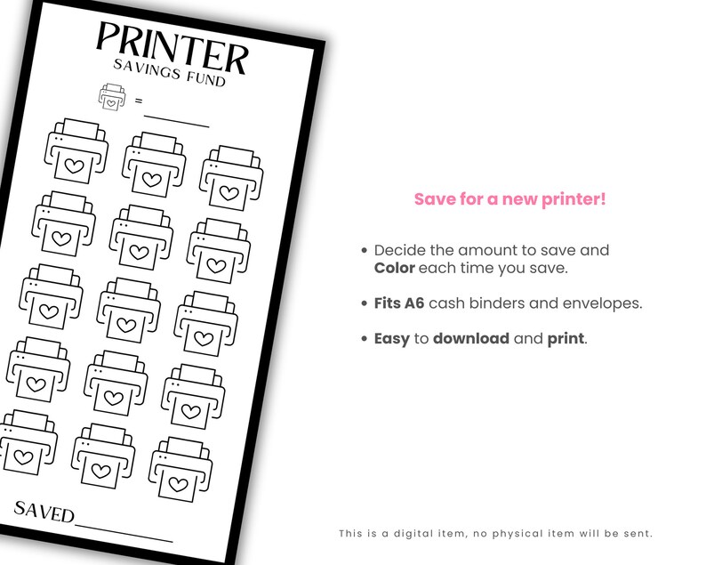 New printer savings fund challenge. Easy to download and print