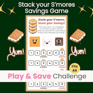 Stack your Smores Savings Game, Savings Challenge Game, Mini Savings Challenge, Roll the Dice Savings, Cute Savings Game