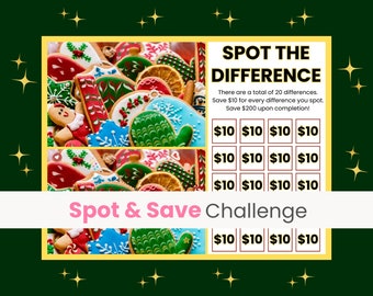 Spot the Difference Savings Challenge, Savings Challenge Game, Christmas Savings Challenge, 10 Dollar Budget Cash Stuffing, Holiday Savings