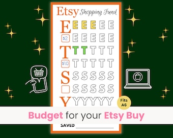 Etsy Shopping Savings Challenge, Shopping Fund, Mini Savings Challenge, Etsy Budget, Fits A6 Cash Binder and Envelope