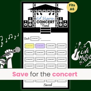 Konzert-Spar-Challenge, Konzert-Fonds, Konzert-Eintrittsbudget, Musik-Festival, Live-Musik, Passend für A6 Sammelmappe