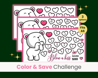 Sweet Savings Challenge, Valentines Savings Challenge, Mini Savings Challenge, Anniversary Savings Challenge, Blow a Kiss
