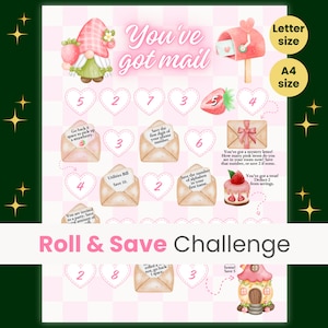 Cute Savings Challenge Game, Gnomes Savings Challenge, Roll the Dice Savings Game, Mini Savings Challenge, You&#39;ve Got Mail, Letter size, A4