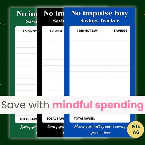 No Impulse Buy Savings Tracker, No Spend Challenge, Shopping Savings Challenge, Mindful Spending, Save Effectively