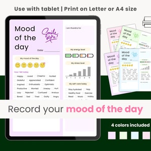 Mood Tracker, Mood Journal, Emotietracker, Angsttracker, Mood of the day, Digitaal, GoodNotes, Afdrukbaar, Letter-formaat, A4-formaat