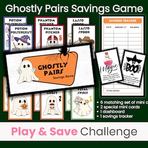 ハロウィン貯金チャレンジゲーム、ハロウィン予算、ミニ貯金チャレンジ、マッチングゲーム、記憶ゲーム、楽しい貯金、ゴーストペア