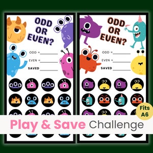 Ungerade oder gerade Spar-Herausforderung-Spiel Niedliches Monster Spar-Herausforderung Würfel Spar-Spiel Poker Card Spar-Spiel A6 Mini Spar-Spiel