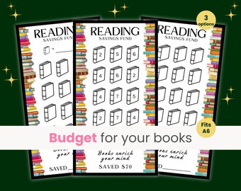 Desafío de ahorro para libros, Seguimiento de ahorros para lectura, Presupuesto para libros, Fondo de lectura, Amante de los libros, Se adapta a carpetas de efectivo A6
