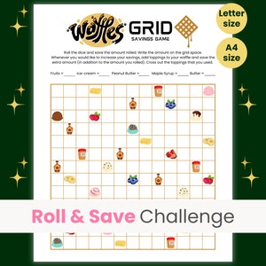 Spar-Challenge, Roll the Dice Spar-Challenge, Mini-Spar-Challenge, Waffel-Spar-Spiel, A4 Größe