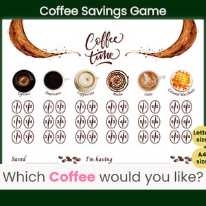 Défi économie de café, jeu défi d'économies, lancer les dés, défi d'économies de dés, mini défi d'économies, l'heure du café