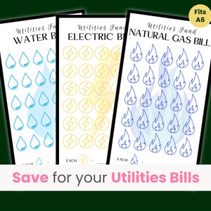 Utilities Savings Challenge, Water Bill, Electric Bill, Natural Gas, Utility Budget, Sinking Fund, Household Bills Tracker, Fits A6 Binder