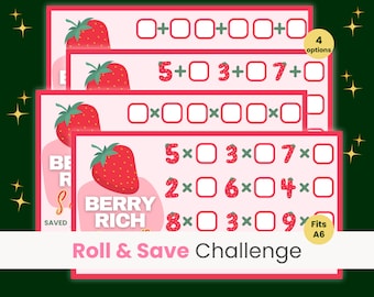 Berry Rich Savings Game, Savings Challenge Game, Roll the Dice Savings Game, Sweet Savings Challenge, Math Savings Challenge, Fits A6