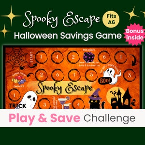 Halloween Savings Challenge Game, Dice Game, Savings Game Board, Mini Savings Challenge, Fun Savings Challenge, Spooky Escape