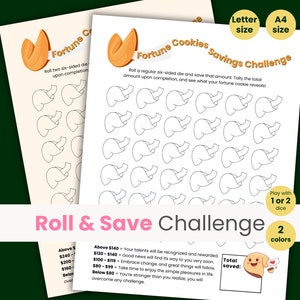 Fortune Cookies Savings Challenge Game, Roll the Dice Savings Challenge, Mini Savings Challenge, Fun Cash Budgeting, Letter size, A4 size