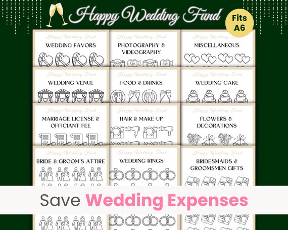 Wedding Savings Challenge, Wedding Budget Tracker, Wedding Planning, Bridesmaids Gifts, Wedding Ring, Wedding Favors, Fits A6 Binder