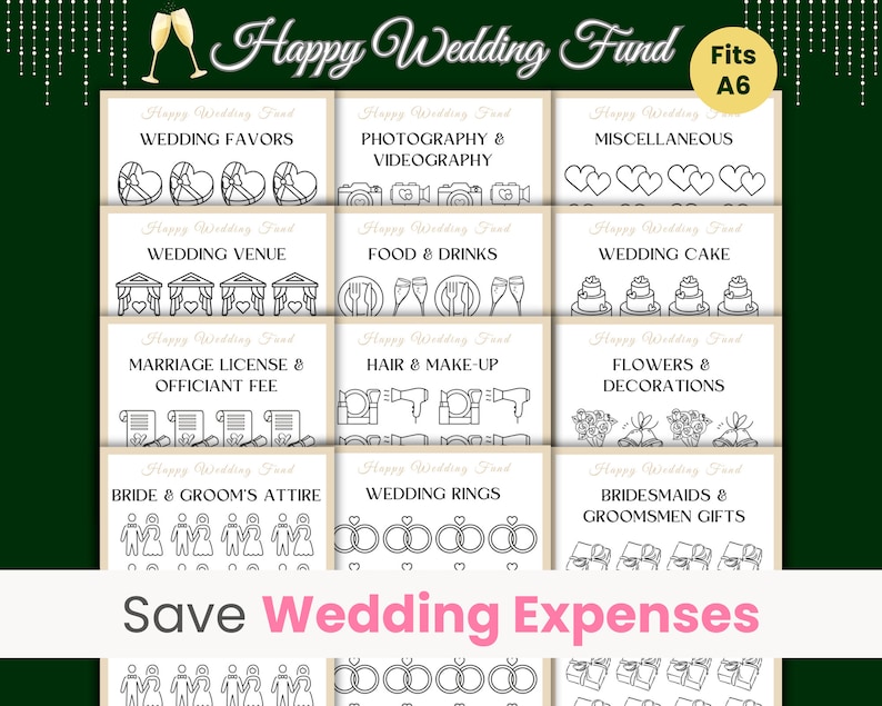 Save wedding expenses with this Happy Wedding Fund Savings Challenge