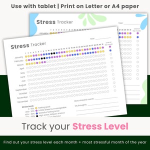 Stress Tracker, Monthly Stress Tracker, Track Daily Stress Level, Chronic Stress, Stress Check In, Mental Health Care, Goodnotes, Printable
