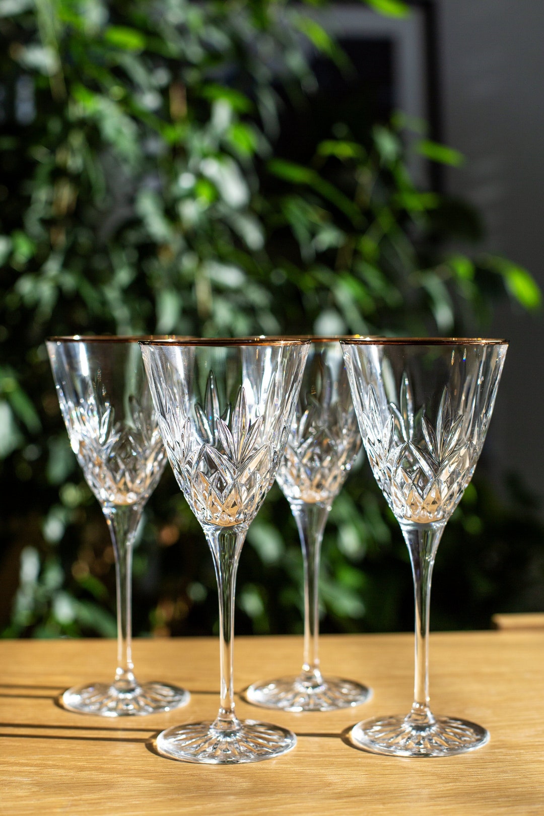 Vintage Wine Glass, Gold Rim Cristal D
