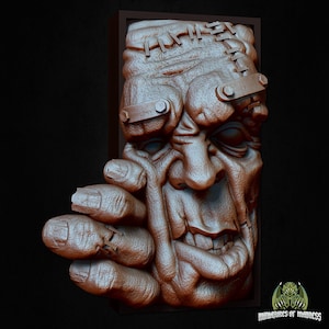 Frankenstein&#39;s Monster Book Nook - 3D Printed to bring Fantasy Horror Monsters to Your Library - Designed by Miniatures of Madness