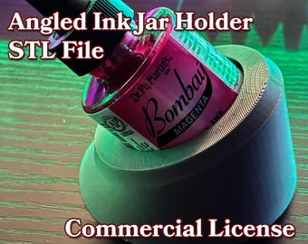Angled Ink Jar Holder for Calligraphy & Dip Pens STL File - Commercial Use