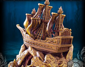 Ghostly Galleon Dice Tower - 3D Printed - Designed by Fates End