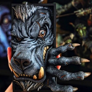 Werewolf Book Nook - 3D Printed to bring Fantasy Horror Monsters to Your Library - Designed by Miniatures of Madness