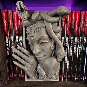 Medusa Book Nook - 3D Printed to bring Fantasy Horror Monsters to Your Library - Designed by Miniatures of Madness