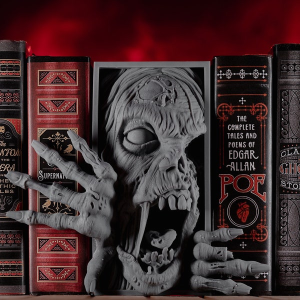Zombie Book Nook - 3D Printed to bring Fantasy Horror Monsters to Your Library - Designed by Miniatures of Madness