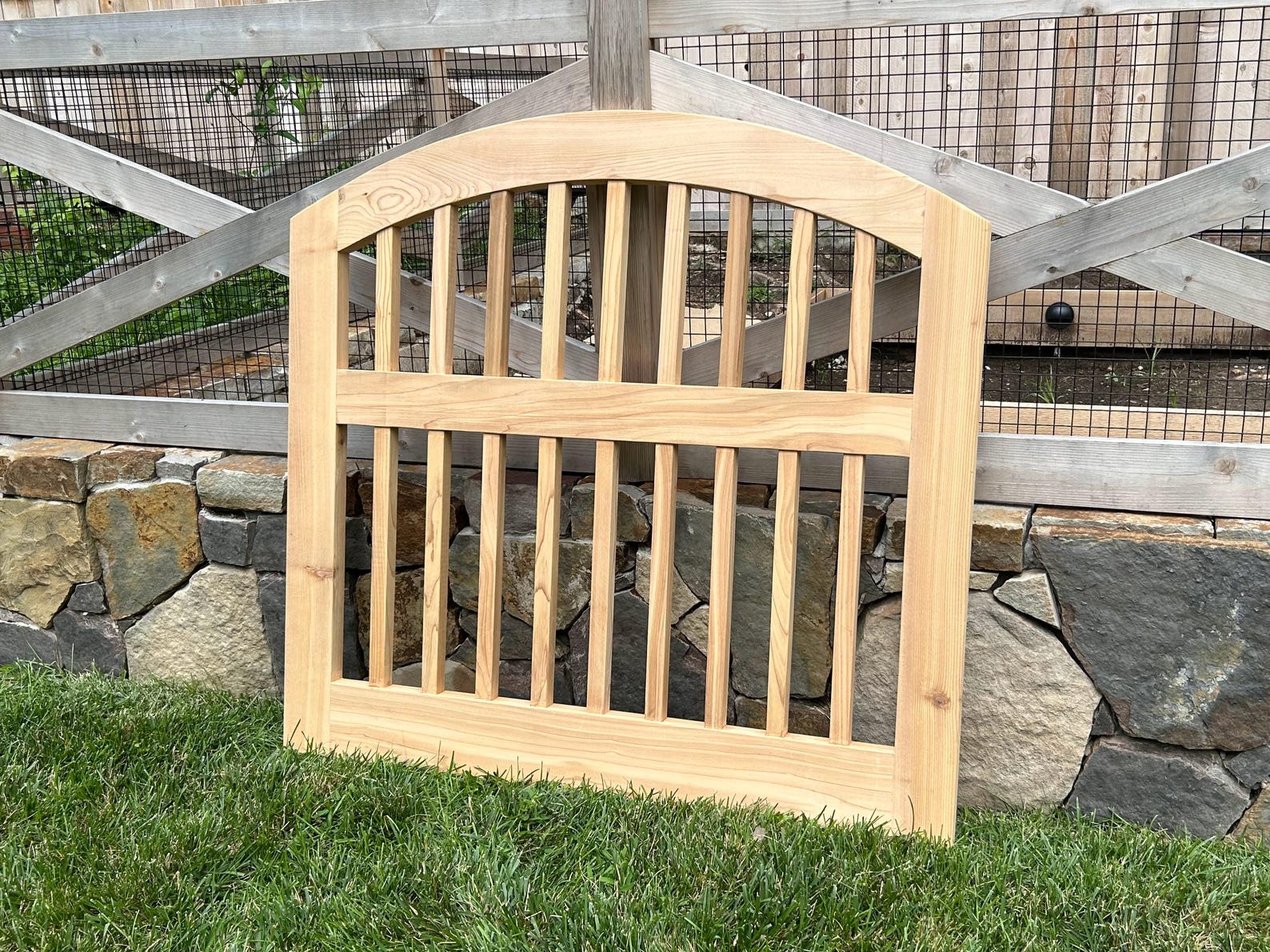 Arched Exterior Cedar Gate With Balusters - Etsy