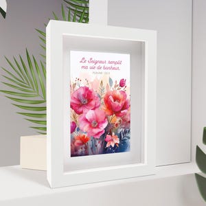 Christian decorative frame, Flower frame with Bible verse, A5 frame, watercolor flower, Christian gift, Bible verse, Psalms, Christian