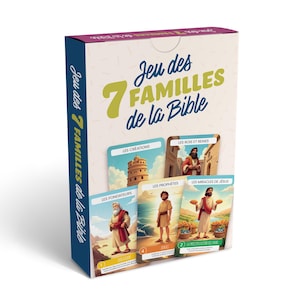 Jeu de 7 familles de la Bible Jeu biblique Jeu de cartes Bible Histoires de la Bible Cadeau chrétien enfant Catéchisme Communion