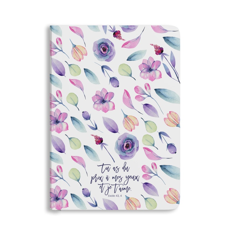 Carnet avec versets bibliques et illustrations florales à colorier Tu as du prix à mes yeux, carnet femme, cadeau chrétien, fête des mères zdjęcie 3