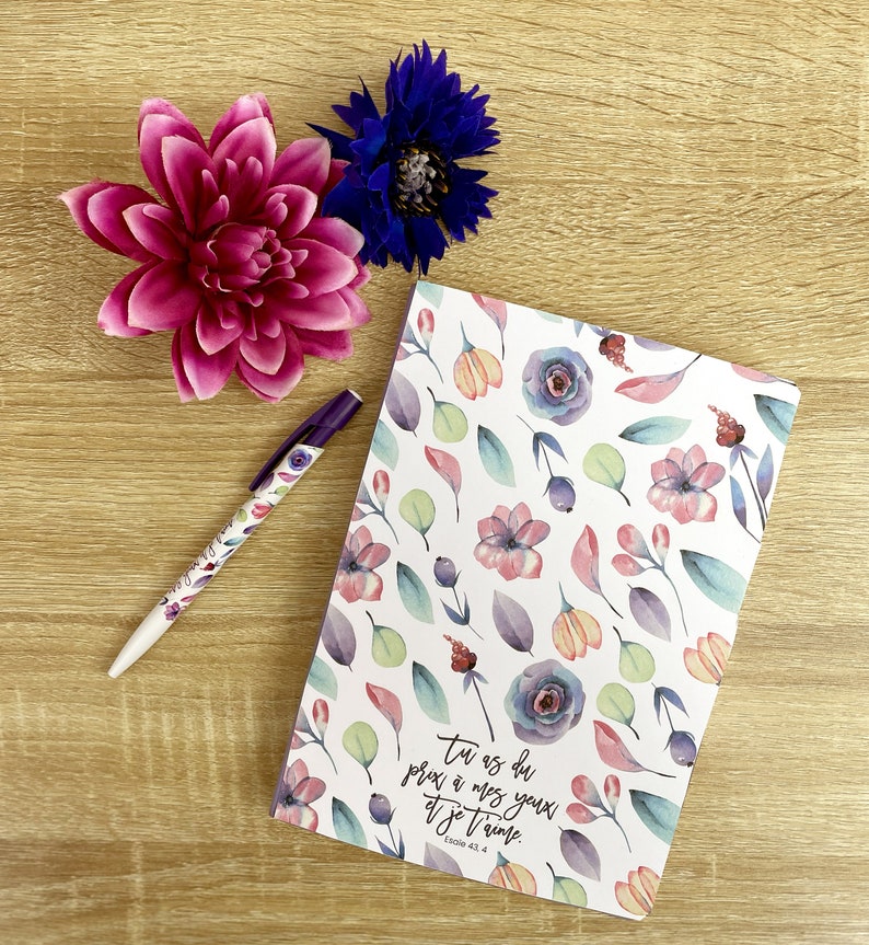 Carnet avec versets bibliques et illustrations florales à colorier Tu as du prix à mes yeux, carnet femme, cadeau chrétien, fête des mères zdjęcie 2