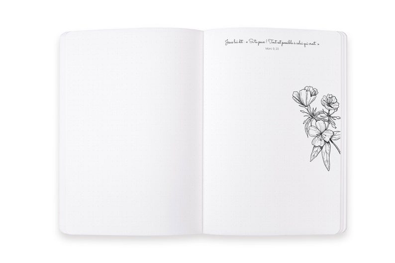 Carnet avec versets bibliques et illustrations florales à colorier Tu as du prix à mes yeux, carnet femme, cadeau chrétien, fête des mères zdjęcie 4