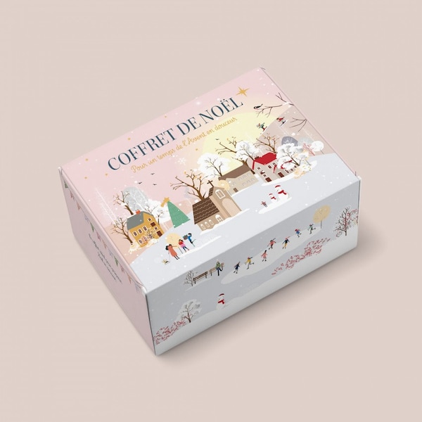 Coffret de Noël chrétien, Coffret de l'Avent, Coffret cadeau avec méditations et brisures de bonbons de Vosges, Coffret fait main.