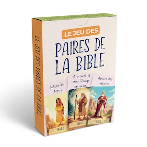 Jeu des paires de la Bible Jeu Personnages bibliques Jeu chrétien enfant Jeu éducatif Bible Ecole du dimanche Cadeau chrétien enfant Memory