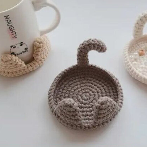 Crochet Cat Coaster Pattern - PDF Instant Download! Fun and Easy Crochet. Housewarming Gift, Cup Decor.