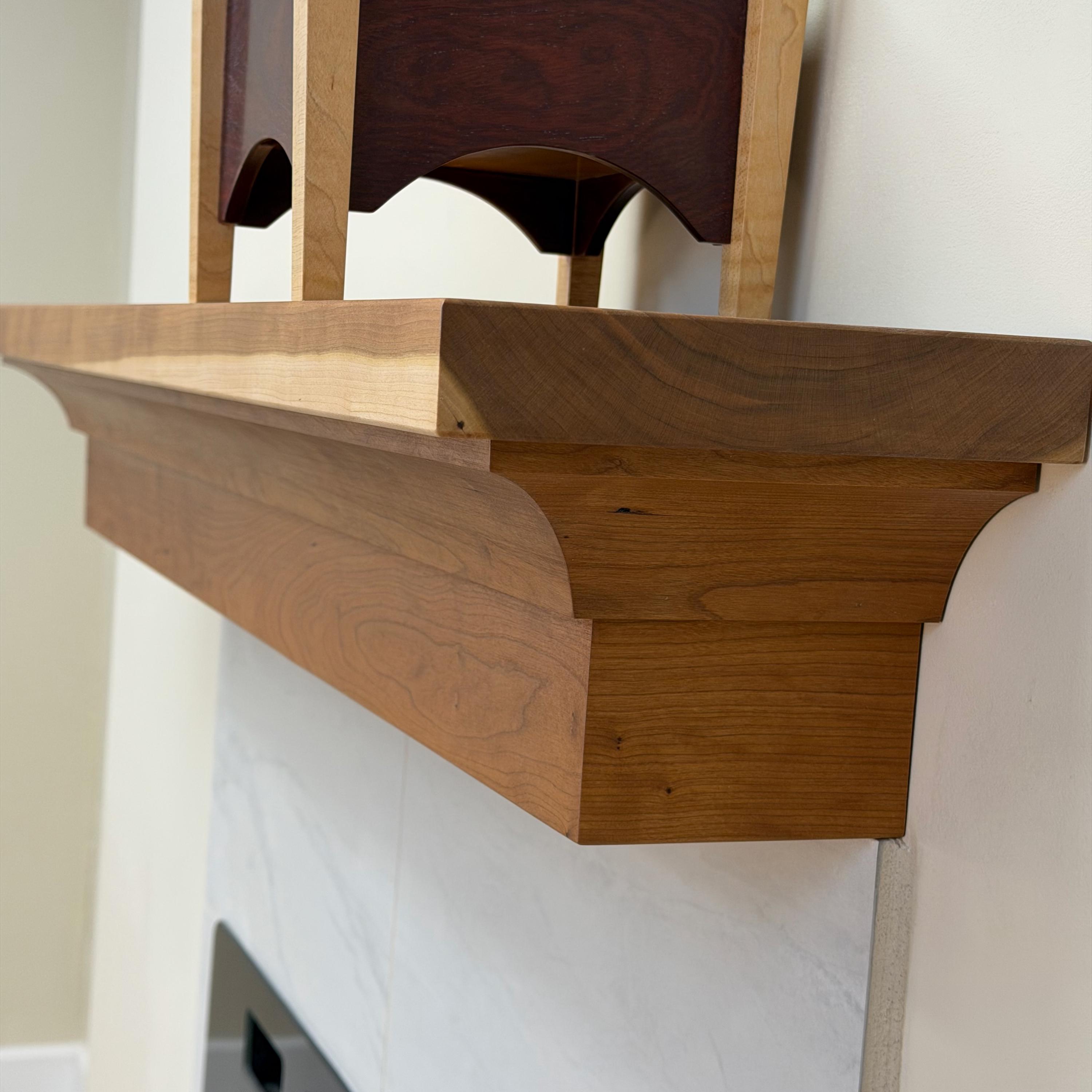 Home Decor Custom Cherry Fireplace Mantel, Floating Shelves for