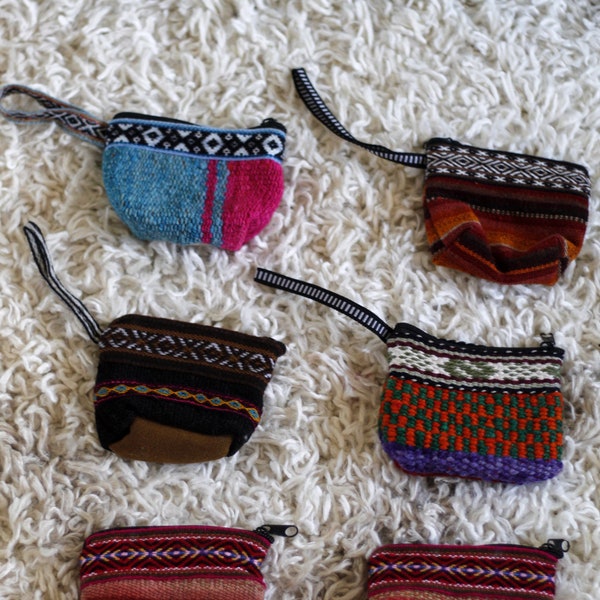 Handmade Peruvian coin purse, wool wallet, traditional Inca wallet in boho/hippie style