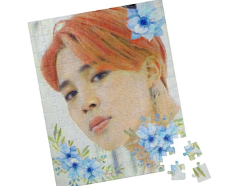Kwiatowa układanka inspirowana BTS w stylu Jimina Moneta (110, 252, 520 elementów), estetyczna układanka w stylu K-Pop, relaksujący prezent dla fanów ARMY