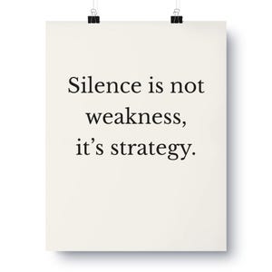 Boundary Setting Wall Art, Self Respect Quote Poster | Silence Is Not Weakness, Minimalist Empowerment Print, Mental Health Gift image 1