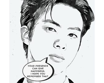Jin Manga Comic Art Matte Vertical Poster | Black & White Motivational Quote