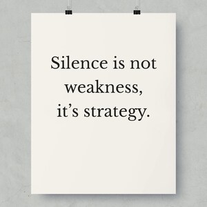 Boundary Setting Wall Art, Self Respect Quote Poster | Silence Is Not Weakness, Minimalist Empowerment Print, Mental Health Gift image 4