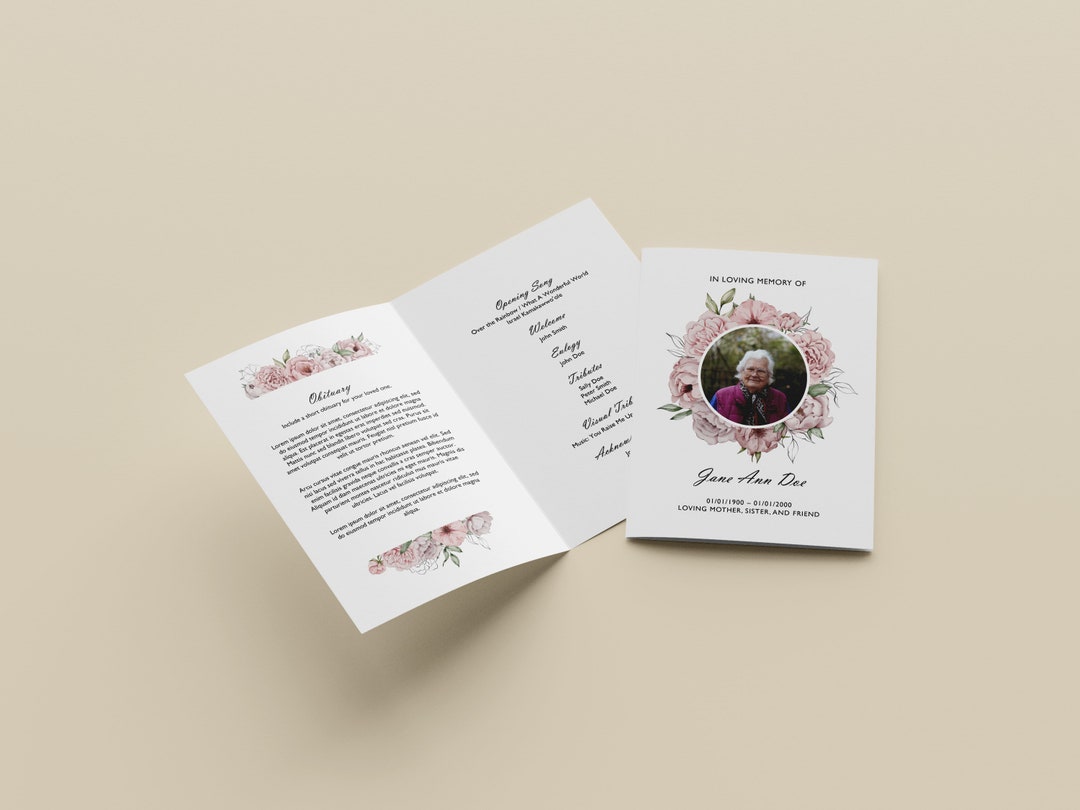 Funeral Program Microsoft Word Template Simple DIY Printable Memorial