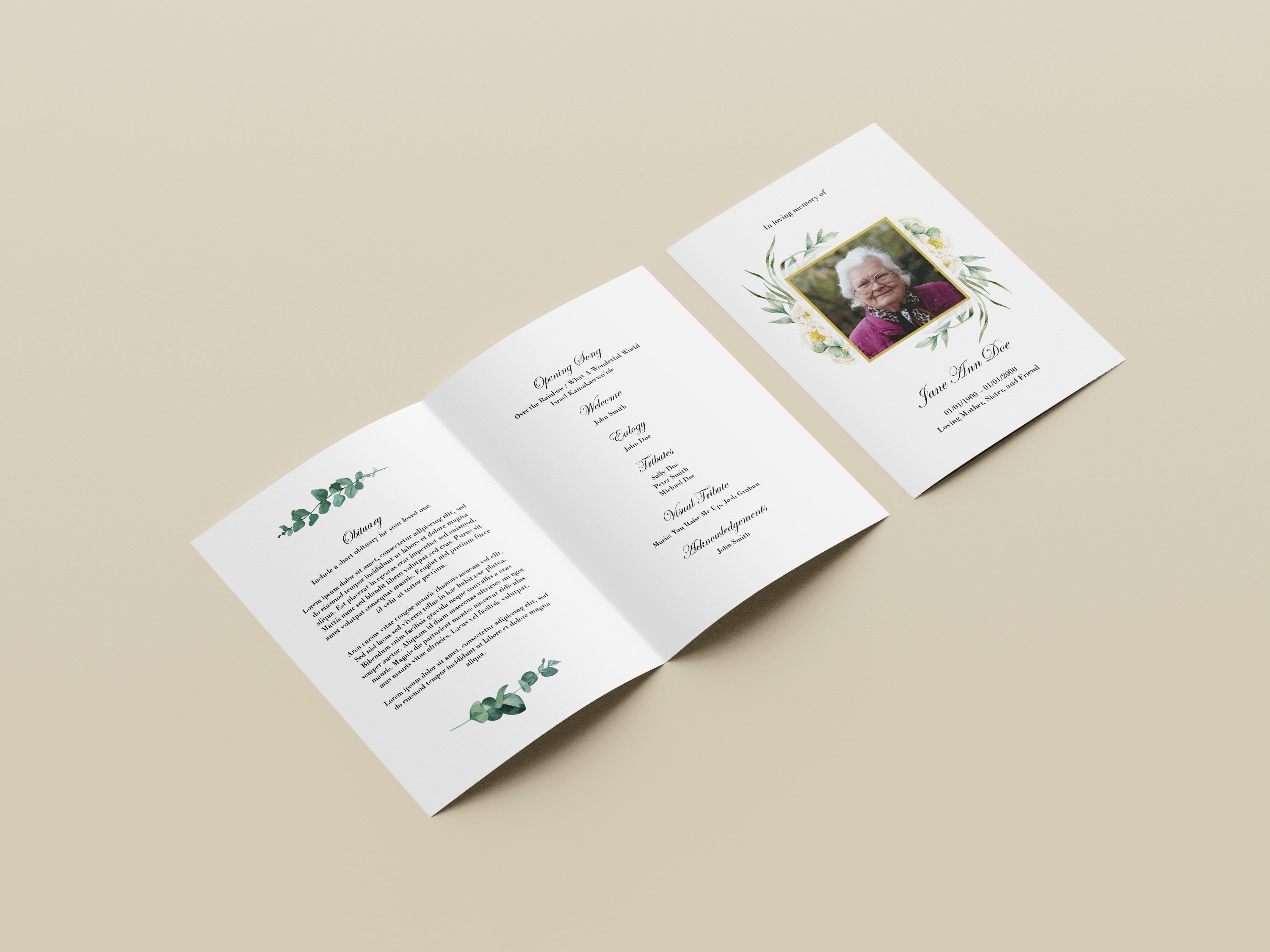 Funeral program microsoft word template simple diy printable memorial